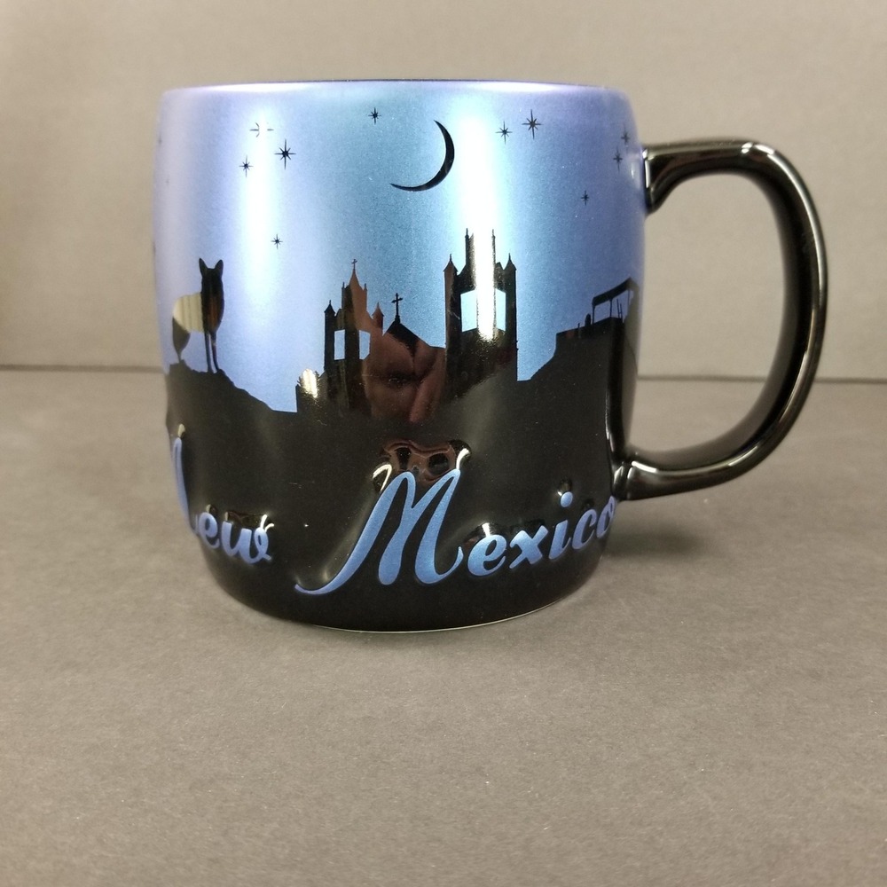 Americaware New Mexico Souvenir Mug Blue Metallic Night Sky Balloon Route 66 '14